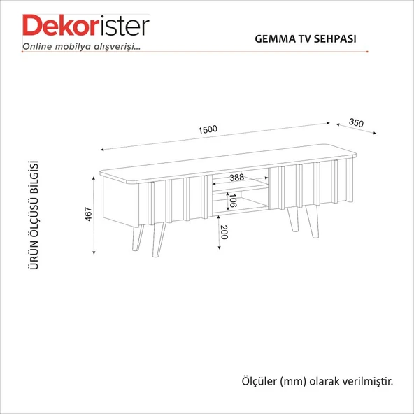 Dekorister Gemma TV Sehpası Sepet - Siyah - 9