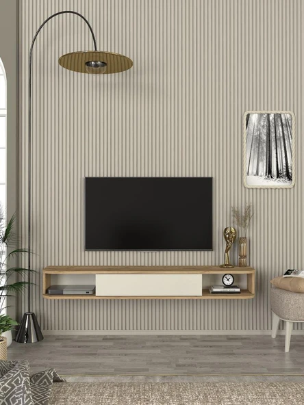 Dekorister Cross Tv Sehpası Sepet - Kumtaşı 150 cm - 2