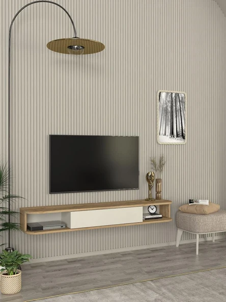 Dekorister Cross Tv Sehpası Sepet - Kumtaşı 150 cm - 4
