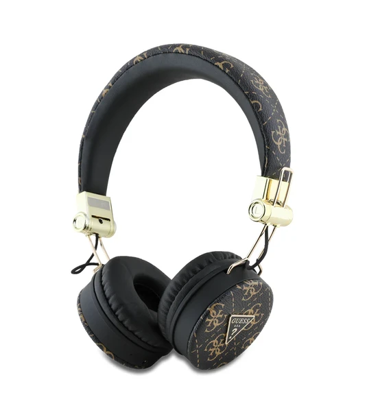 GUESS KULAK ÜSTÜ BLUETOOTH KULAK ÜSTÜ PU DESENLİ METAL ÜÇGEN LOGOLU SİYAH
