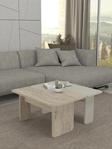 Dekorister Sevilla Orta Sehpa Kumtaşı - Traverten - Resim 2