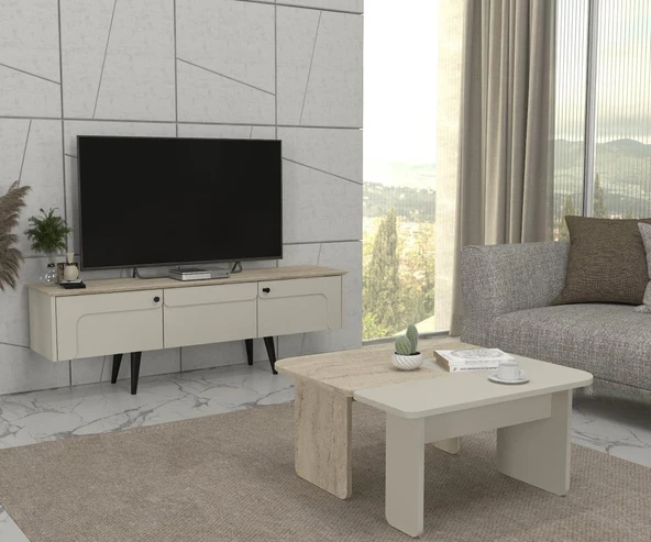 Dekorister Sevilla Orta Sehpa Kumtaşı - Traverten - Resim 4