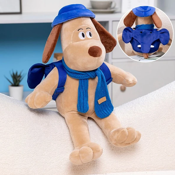 Sırt Çantalı Fırıncı Peluş Oyuncak - Mavi Fil 42cm