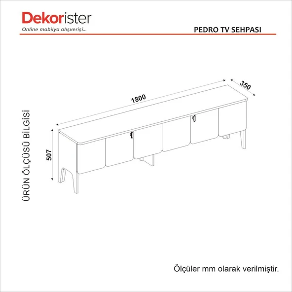 Dekorister Pedro Tv Sehpası Antrasit - Rota 180cm - 8