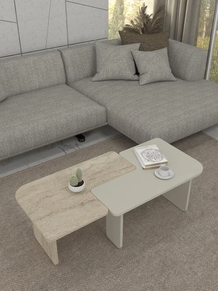 Dekorister Sevilla Orta Sehpa Kumtaşı - Traverten - Resim 3