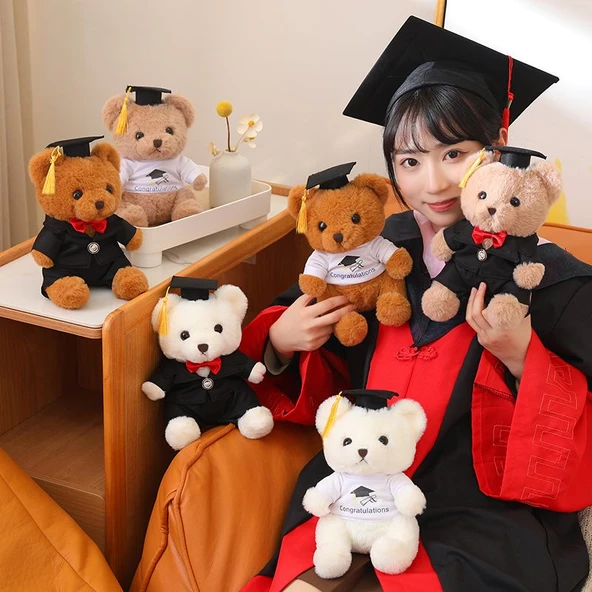 Çilek Aşkı Peluş Oyuncak Ayı - Deve Tüyü Takım Elbiseli 23cm - 11