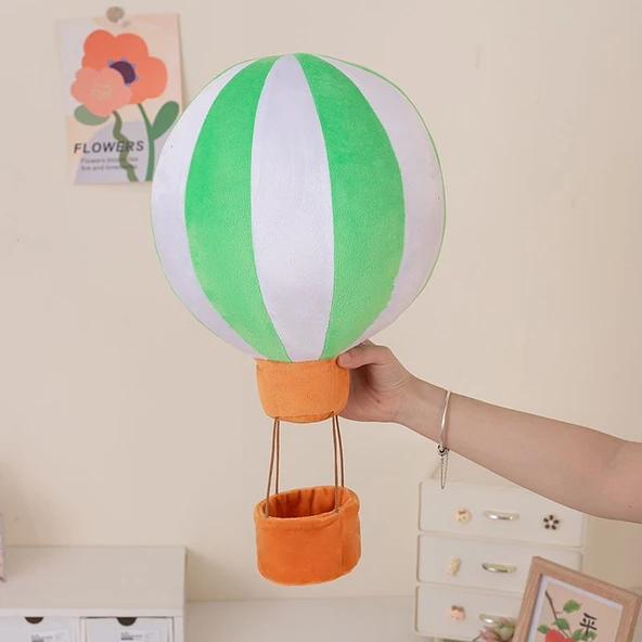 Sıcak Hava Balonu Peluş Yastık - Yeşil 20cm