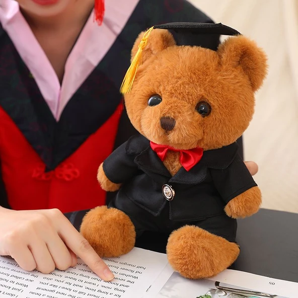 Çilek Aşkı Peluş Oyuncak Ayı - Deve Tüyü Takım Elbiseli 23cm - 6