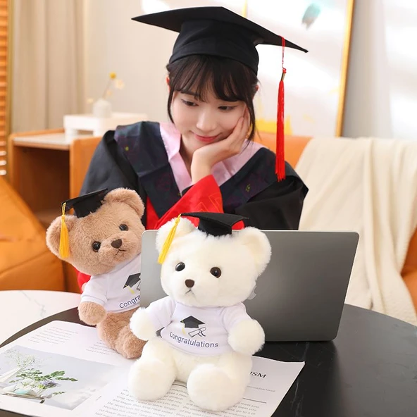 Çilek Aşkı Peluş Oyuncak Ayı - Deve Tüyü Takım Elbiseli 23cm - 5