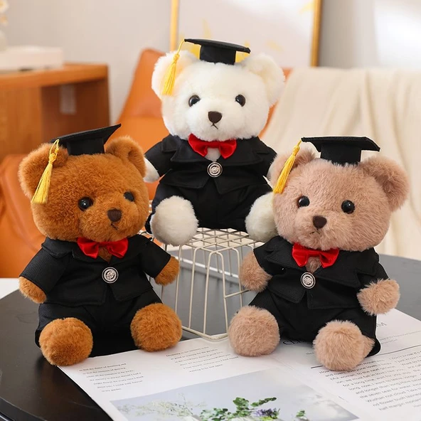 Çilek Aşkı Peluş Oyuncak Ayı - Deve Tüyü Takım Elbiseli 23cm - 3