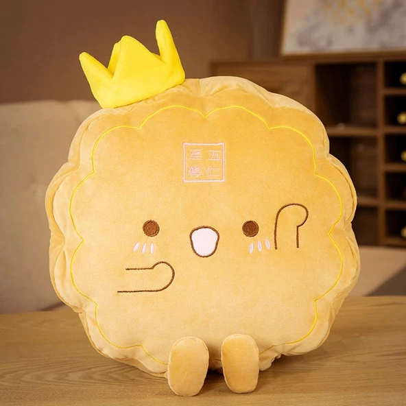 Çizgi Film Ay Çöreği Peluş Yastık - Wuren (Karışık Kuruyemiş) - 38cm