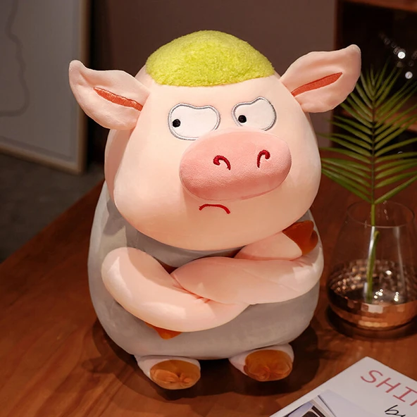 Peluş Oyuncak Domuz - Gri - 55cm - 4