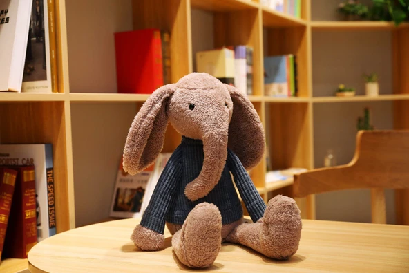 Çizgili Peluş Oyuncak Bebek - Fil - Büyük Boy (55cm Oturma Yüksekliği)