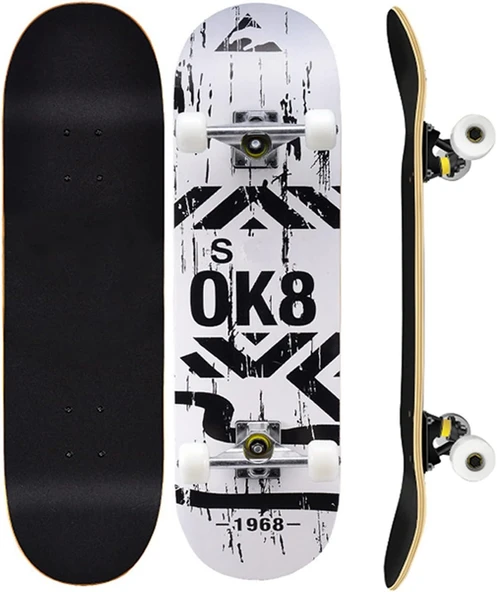Kemik Tekerli Pro Kaykay Zımparalı Kaymaz Profesyonel Skateboard Abec 7