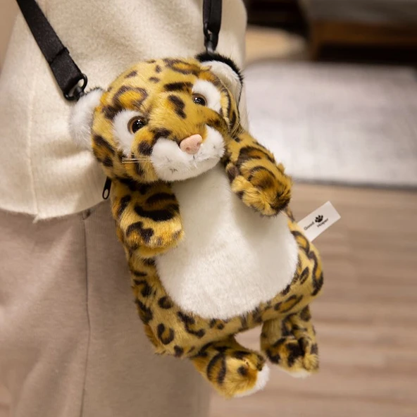 Hayvan Peluş Çanta - Sarı Leopar - 30cm