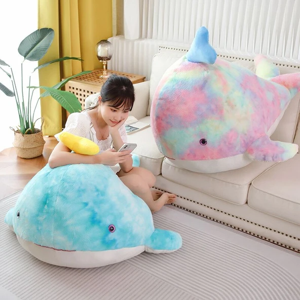 Sevimli Balina Peluş Oyuncak - Gökkuşağı, 50cm - 11