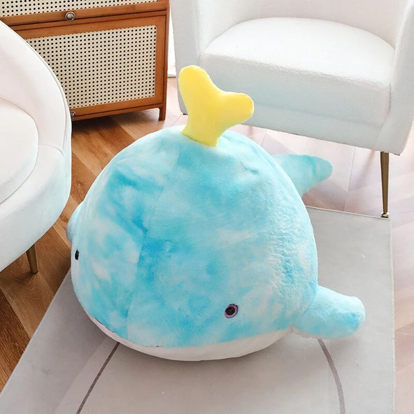 Sevimli Balina Peluş Oyuncak - Mavi, 25cm