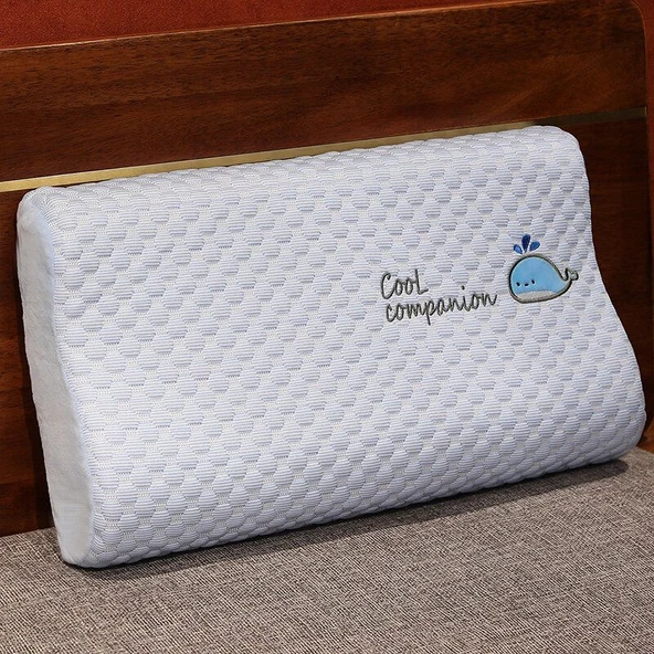 Çizgi Film Hayvan Hafızalı Köpük Yastık - Balina Yüksek Alçak Yastık - 50x30x10cm