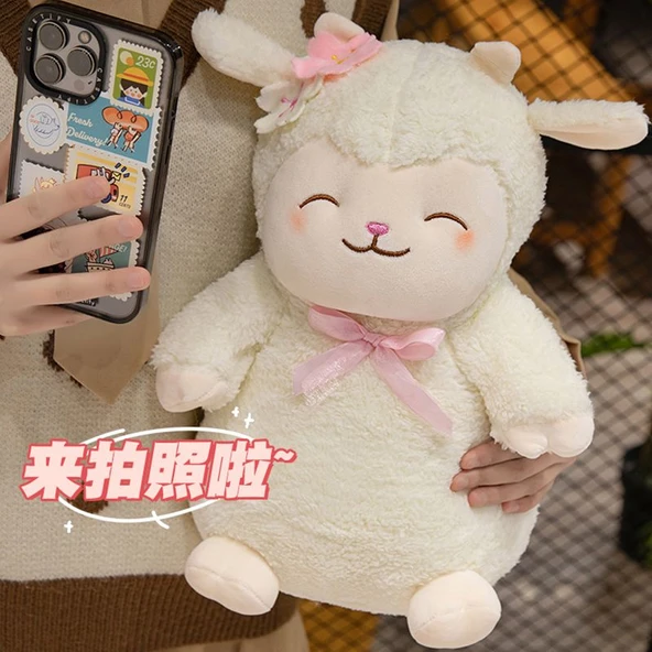 Çiçek Tutan Peluş Koyun Oyuncak - 35cm - 7