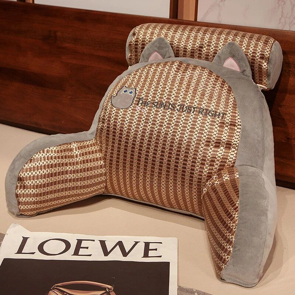 Soğutucu Mat Yatak Başlığı Minder Peluş Oyuncak - Gri Kedi 70cm