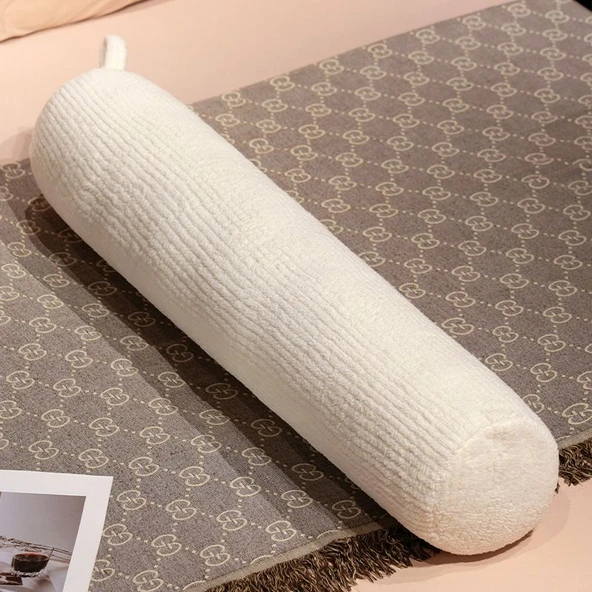 Puf Polar Silindir Uzun Yastık - Beyaz 100cm