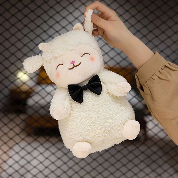 Çiçek Tutan Peluş Koyun Oyuncak - 25cm - 10