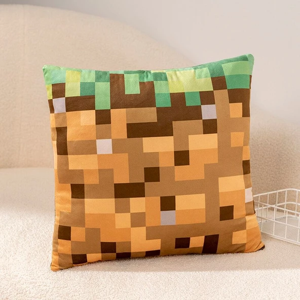 Minecraft TNT Çim Blok Peluş Oyuncak - Gri Beyaz 20cm - 11