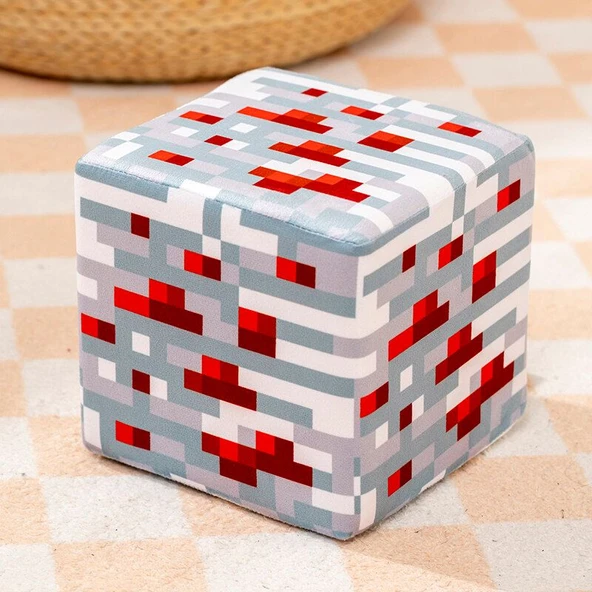 Minecraft TNT Çim Blok Peluş Oyuncak - Gri Beyaz 20cm - 1