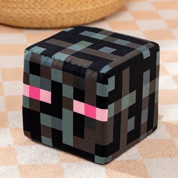 Minecraft TNT Çim Blok Peluş Oyuncak - Siyah Yeşil 20cm