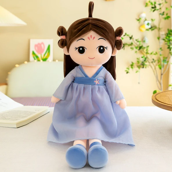 Hanfu Tarzı Peluş Bebek - Mavi - 50cm