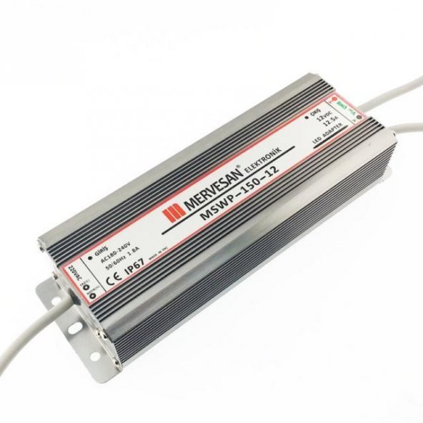 Mervesan MSWP-150-12 12V 12,5A Sabit Voltaj Metal Kasa Adaptör IP67