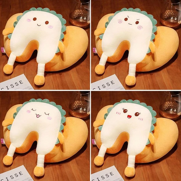 Tost Şeklinde Peluş Uyku Yastığı - Kızgın - 50x40x25cm - 8