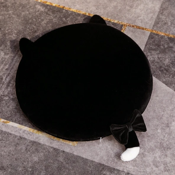 Yutu Kadife Siyah Kedi Hafızalı Köpük Oturma Minderi 40cm
