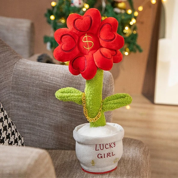 Şanslı Para Çiçek Peluş Oyuncak - Renkli Kutu - 40cm - 6