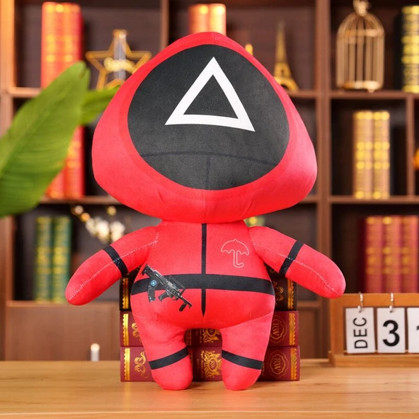 Squid Game Peluş Oyuncak Bebek - Gül Kırmızısı Üçgen - 30cm