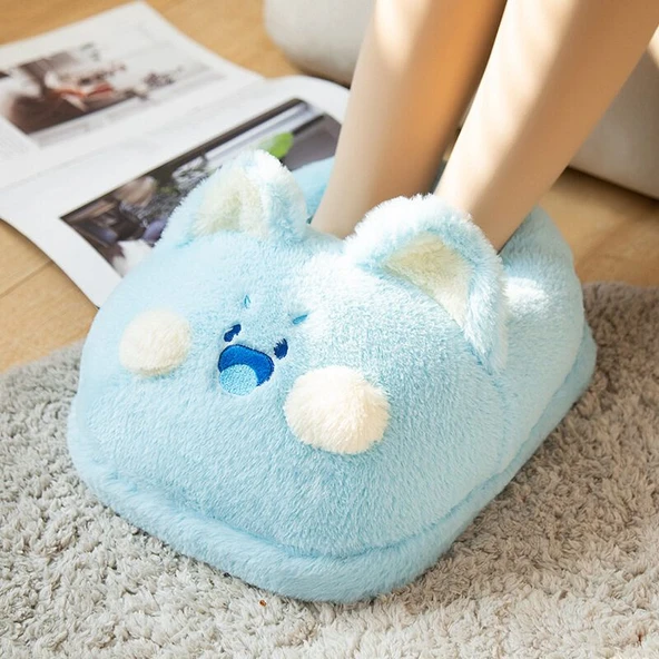 Çizgi Film Peluş El ve Ayak Isıtıcı - Mavi 30x25cm