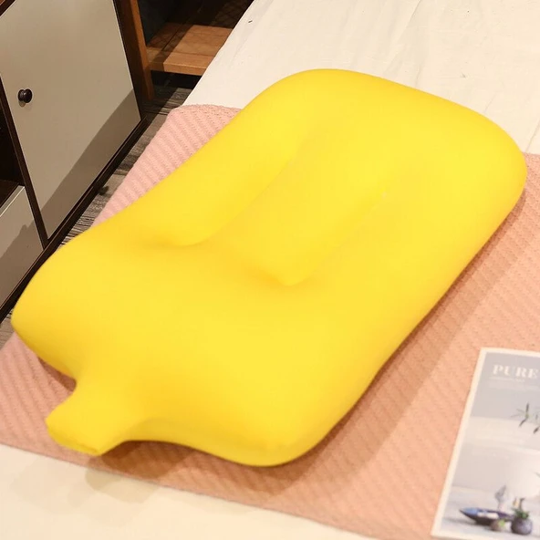 Buz İpek Parçacıklı Peluş Yastık - Sarı Dikdörtgen 70x40cm - 4