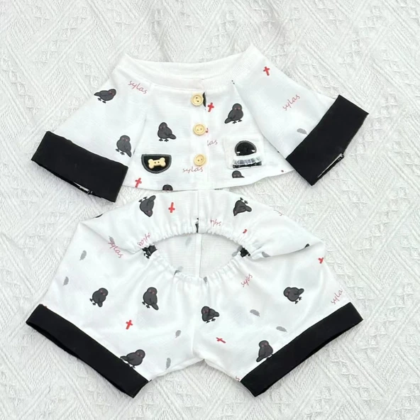 40cm Oyuncak Bebek için Karga Desenli Pijama - Resim 6