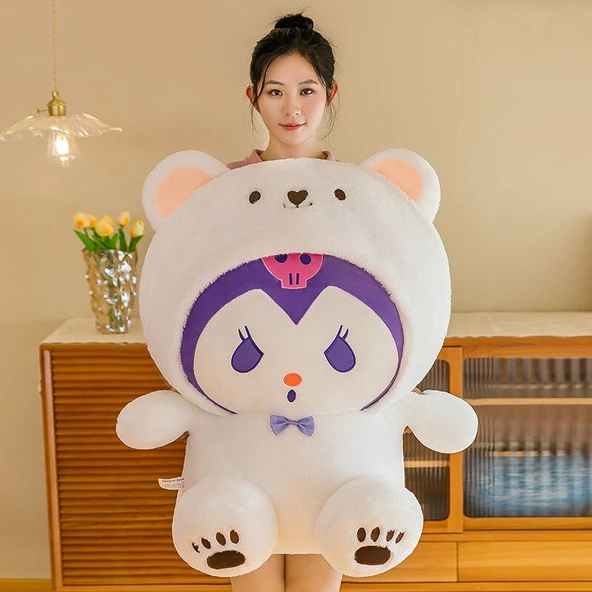 Dönüşen Beyaz Ayı Kuromi Peluş Oyuncak - 80cm