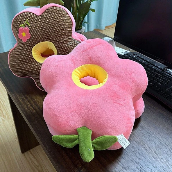 Çizgi Film Desenli 30cm Peluş Uyku Yastığı - Beş Petal Çiçek