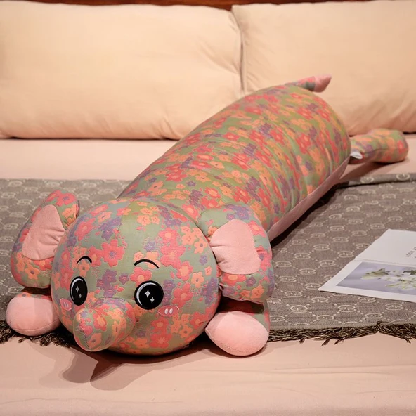 Üç Katmanlı Gazlı Uzun Yastık Peluş Oyuncak - Fil 130cm