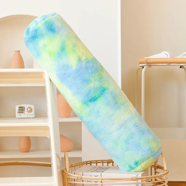 Renkli Silindir Peluş Yastık - Yeşil - 150cm - 6