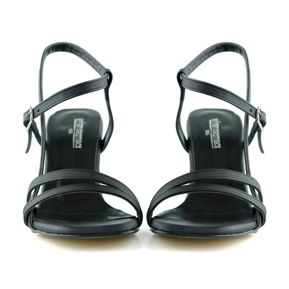 Erkan Saçmacı Roseline Siyah Saten Önü Arkası Açık Bantlı Tokalı Kadeh Topuklu Abiye Ayakkabı - 4