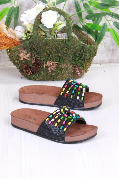 Fort 01908 Pienn Anatomik Esnek Rahat Taşlı Boncuklu Kadın Terlik - 3