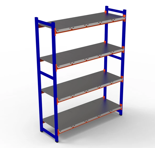 Rafburada® 4 Katlı Depo Rafı. 150-300 Kg Taşıma Kapasiteli H. Rack  50x120x200