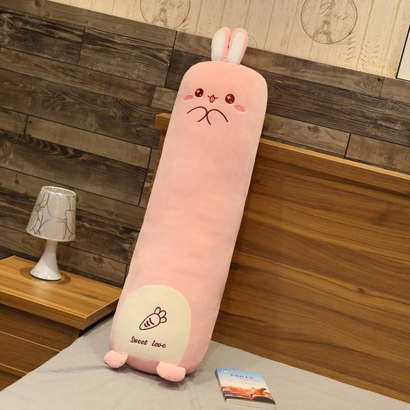 Çizgi Film Peluş Uzun Yastık - Pembe - 70cm