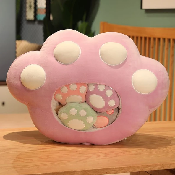Kedi Pati Cep Yastık Peluş - Pembe - 50cm - 4