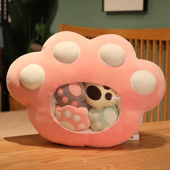 Kedi Pati Cep Yastık Peluş - Pembe - 50cm - 2