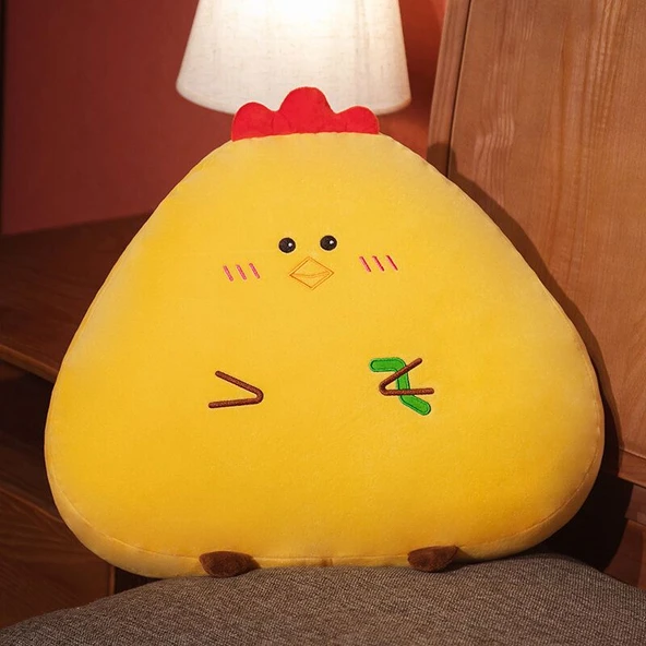 Çizgi Film Hayvan Peluş Yastık - Şirin Tavuk 45cm