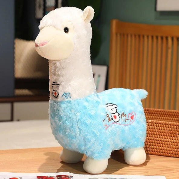 Mavi Alpaka Peluş Yastık Oyuncak - 60cm